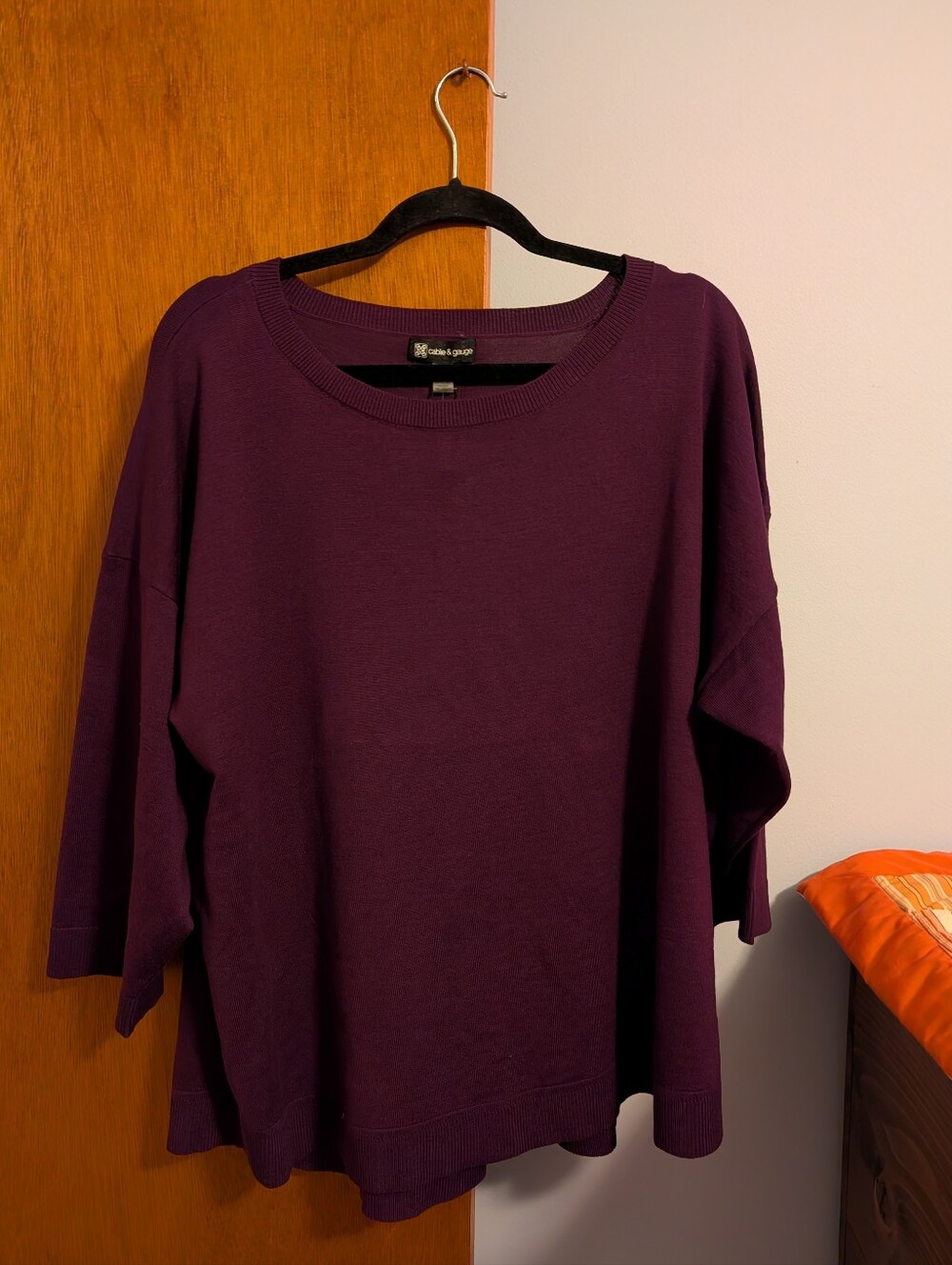 Cable & Gauge NWT Deep Plum Long Sweater Buttin Down Back Women's Size 2X